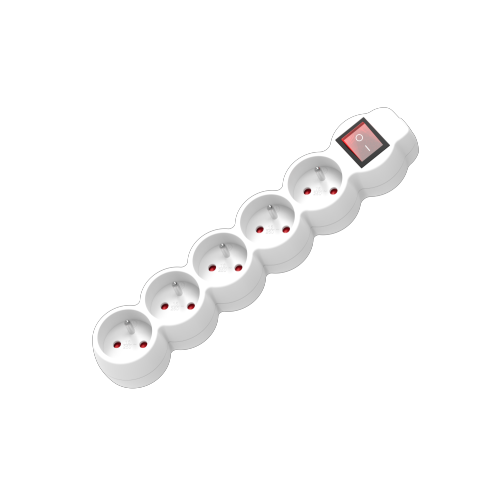 France 5-way power strip with light switch